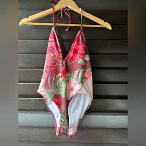 💥SALE💥 Pink Victoria’s Secret 1 Piece Tropical Floral S Bathing Suit Sheer New